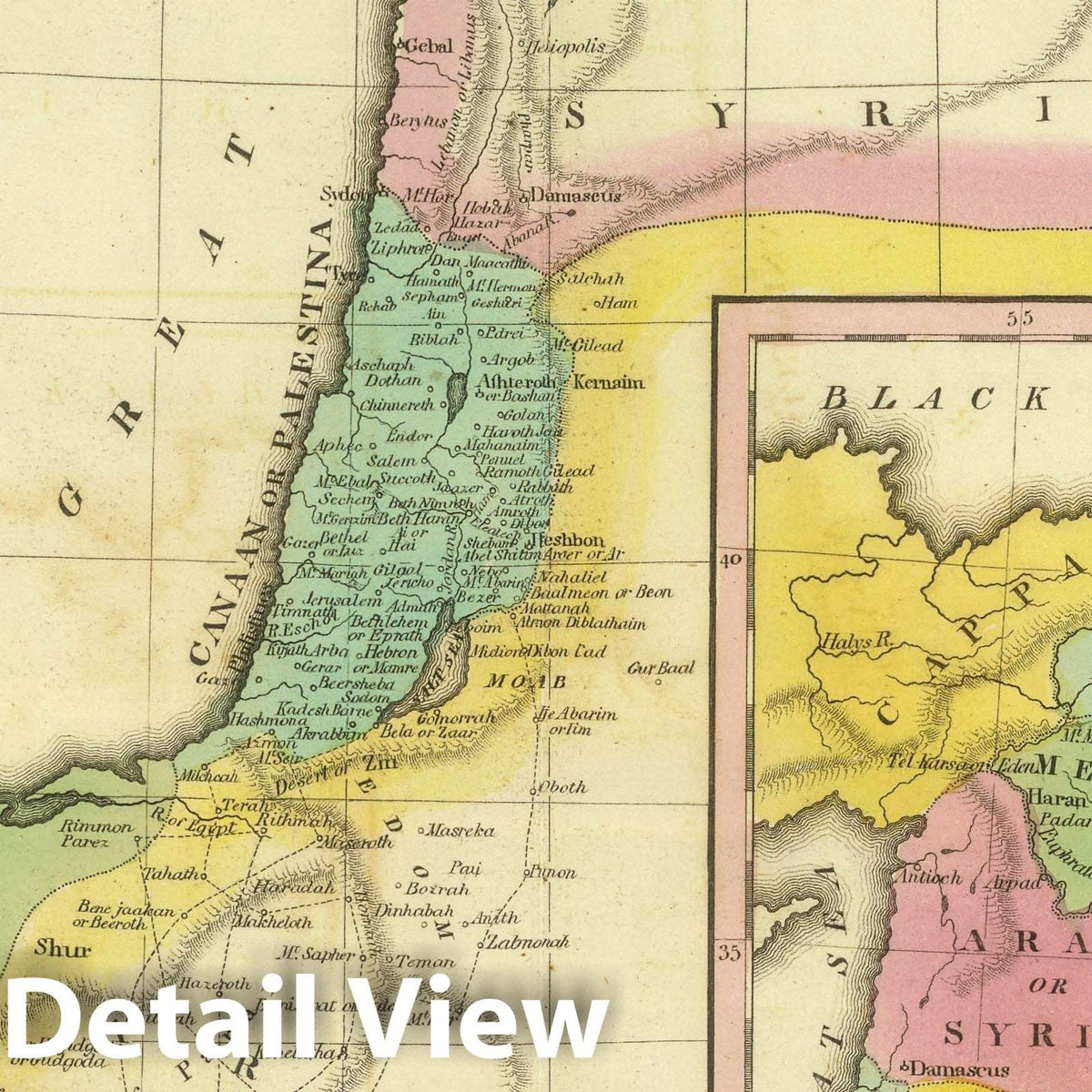 Places Recorded in the Five Books of Moses, 1826 - Historical Map Print