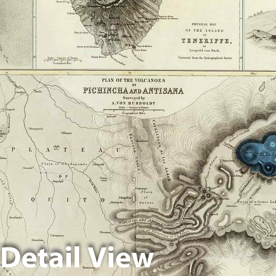 Geological Phenomena: Pichincha, Vesuvius, Etna, Tenerife - 1856 Atlas Plate