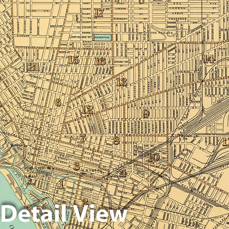 Buffalo, New York - Railroad Map, 1895 - Historical Map Print