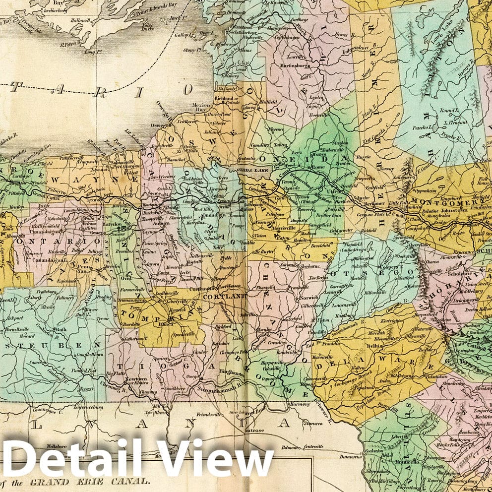 New York - Canal Map, 1827 - Historical Map Print