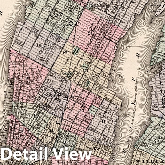 New York City, Brooklyn, Jersey City, and Hoboken - Railroad Map, 1865