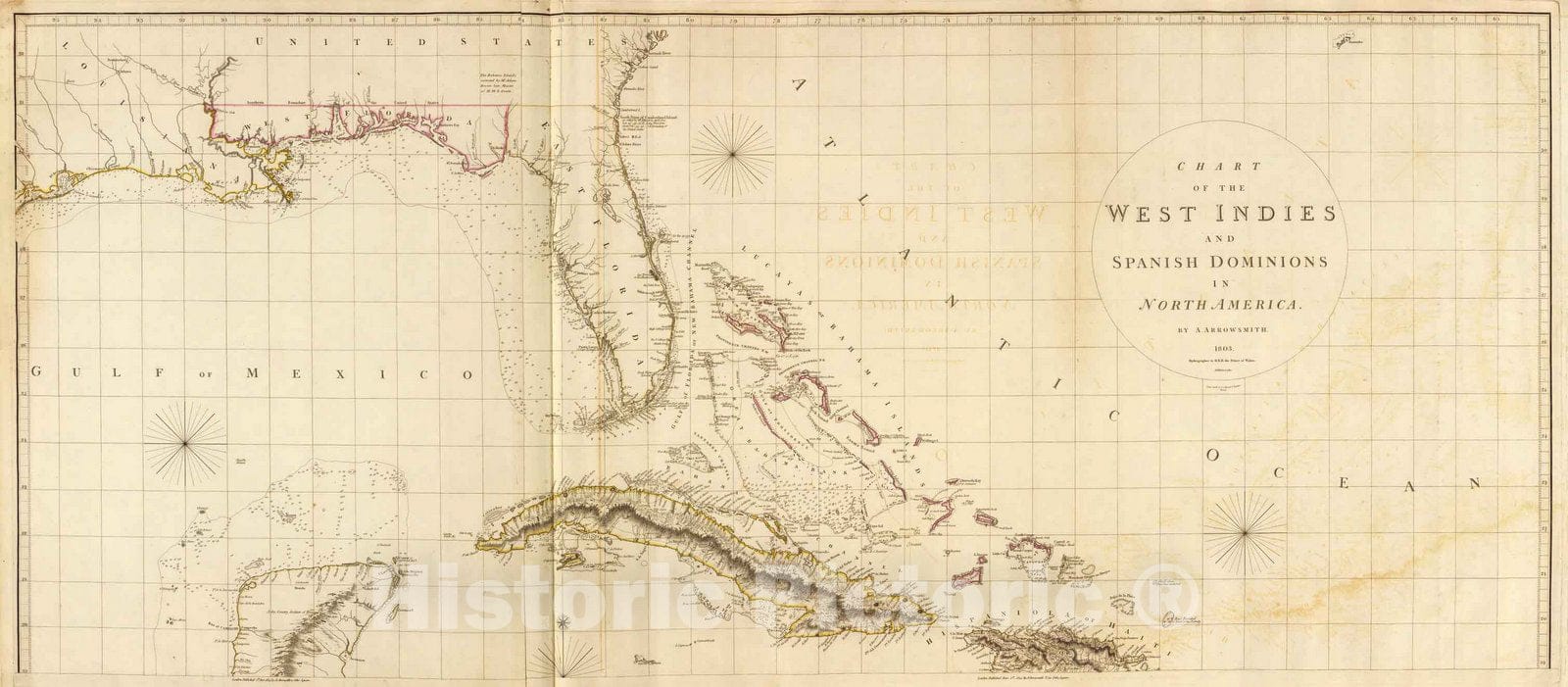 Historic Map : Regional Atlas Map, West Indies 1. 1810 - Vintage Wall Art
