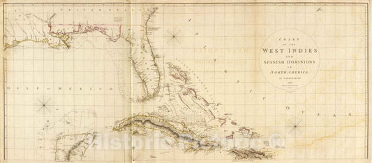 Historic Map : Regional Atlas Map, West Indies 1. 1810 - Vintage Wall Art