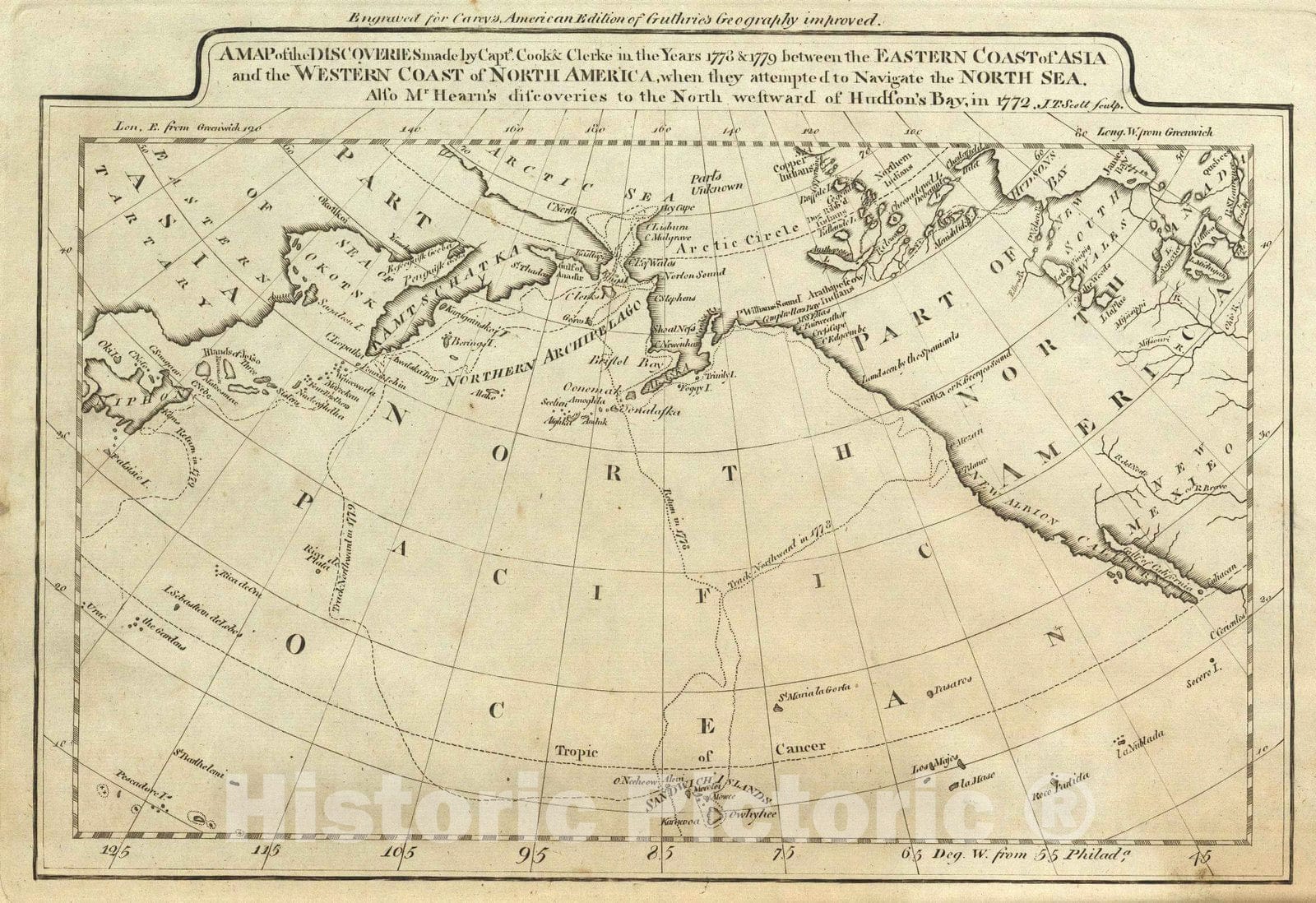 Historic Map : Map of the Discoveries made by Capts. Cook & Clerk, 1795 - Vintage Wall Art