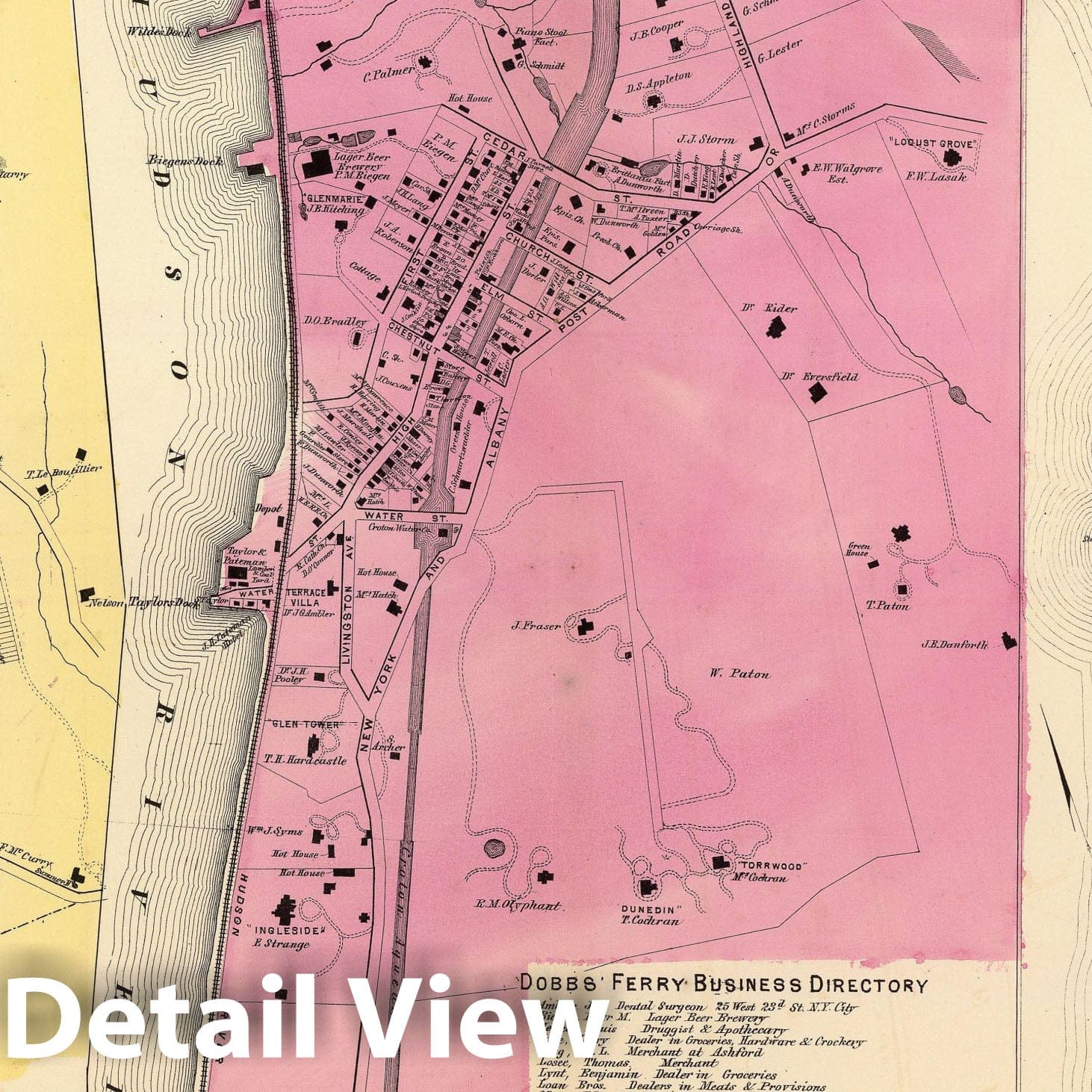 Historic Map - Atlas Map, Hastings on Hudson, Dobbs Ferry, Irvington. 1868, - Vintage Wall Art