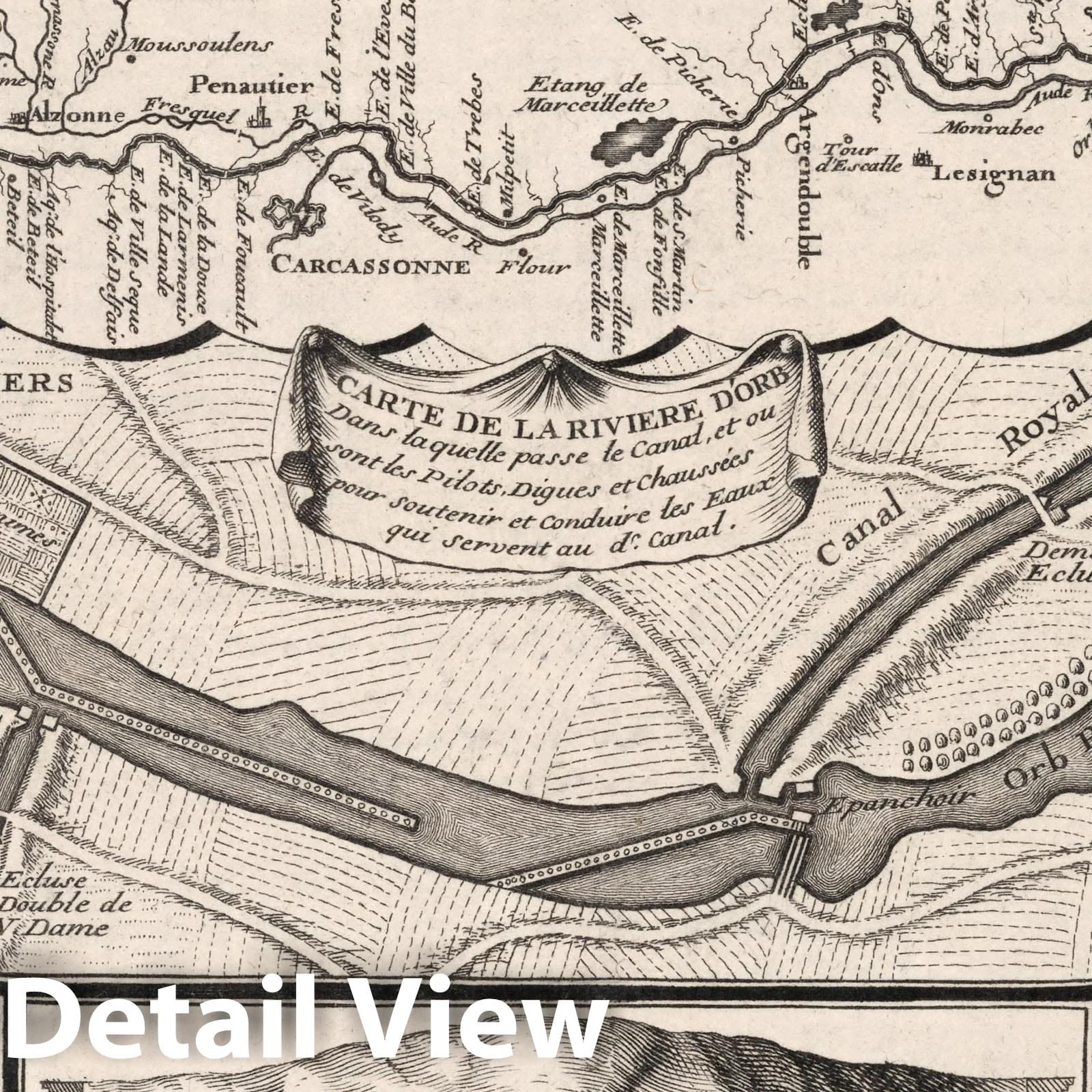 Canal du Midi, 1716 - Historical Map Print