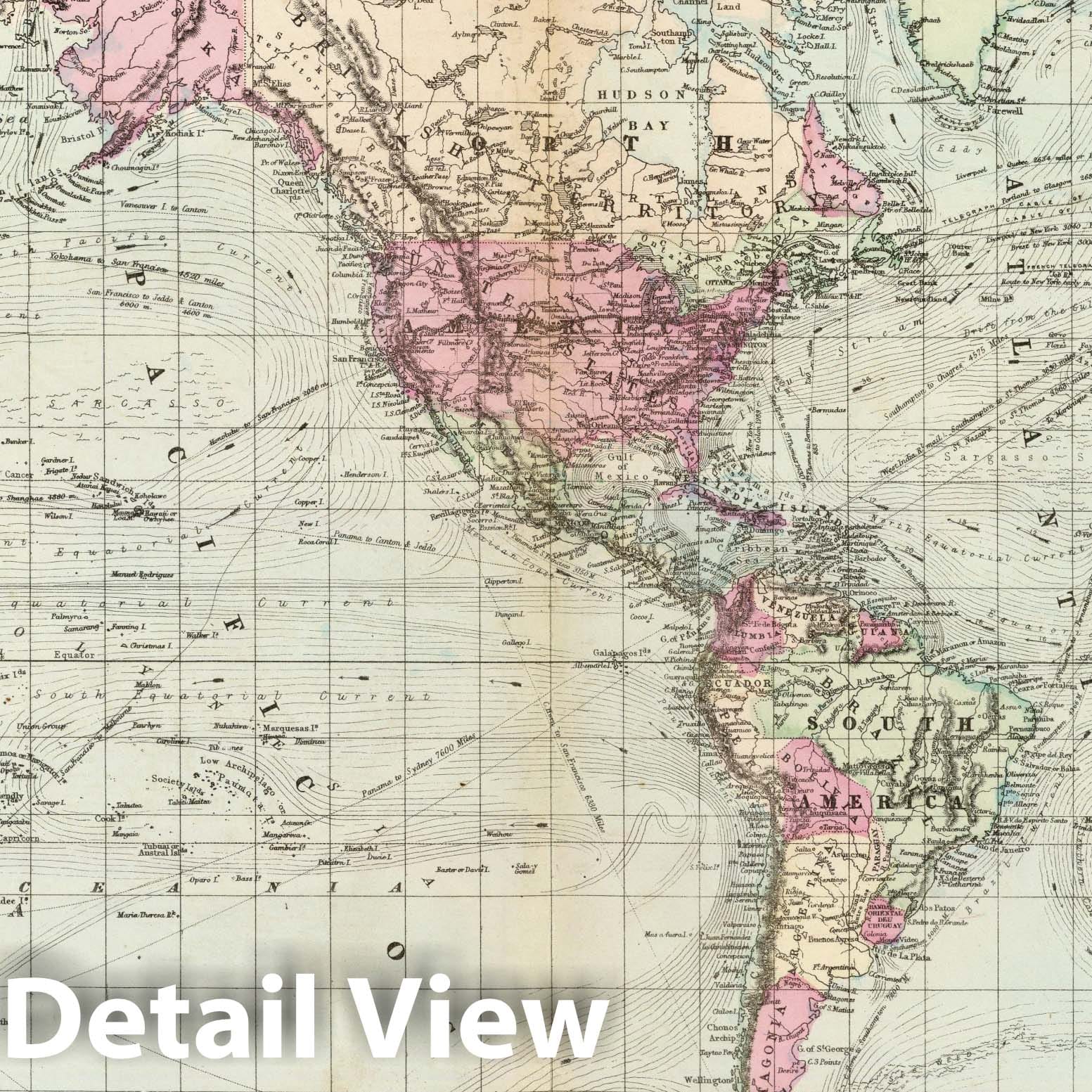 World on Mercator Projection - Railroad Map, 1874 - Historical Map Print