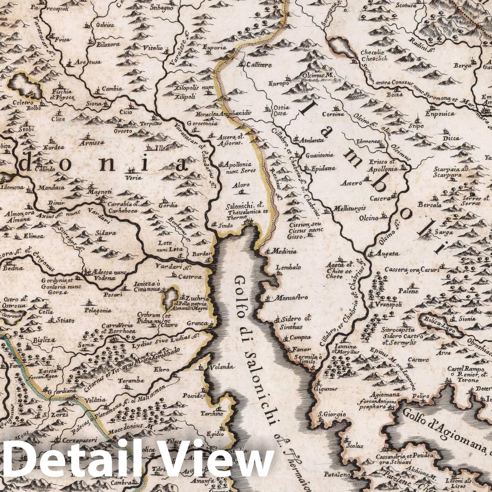 Macedonia - River Map, 1689 - Historical Map Print