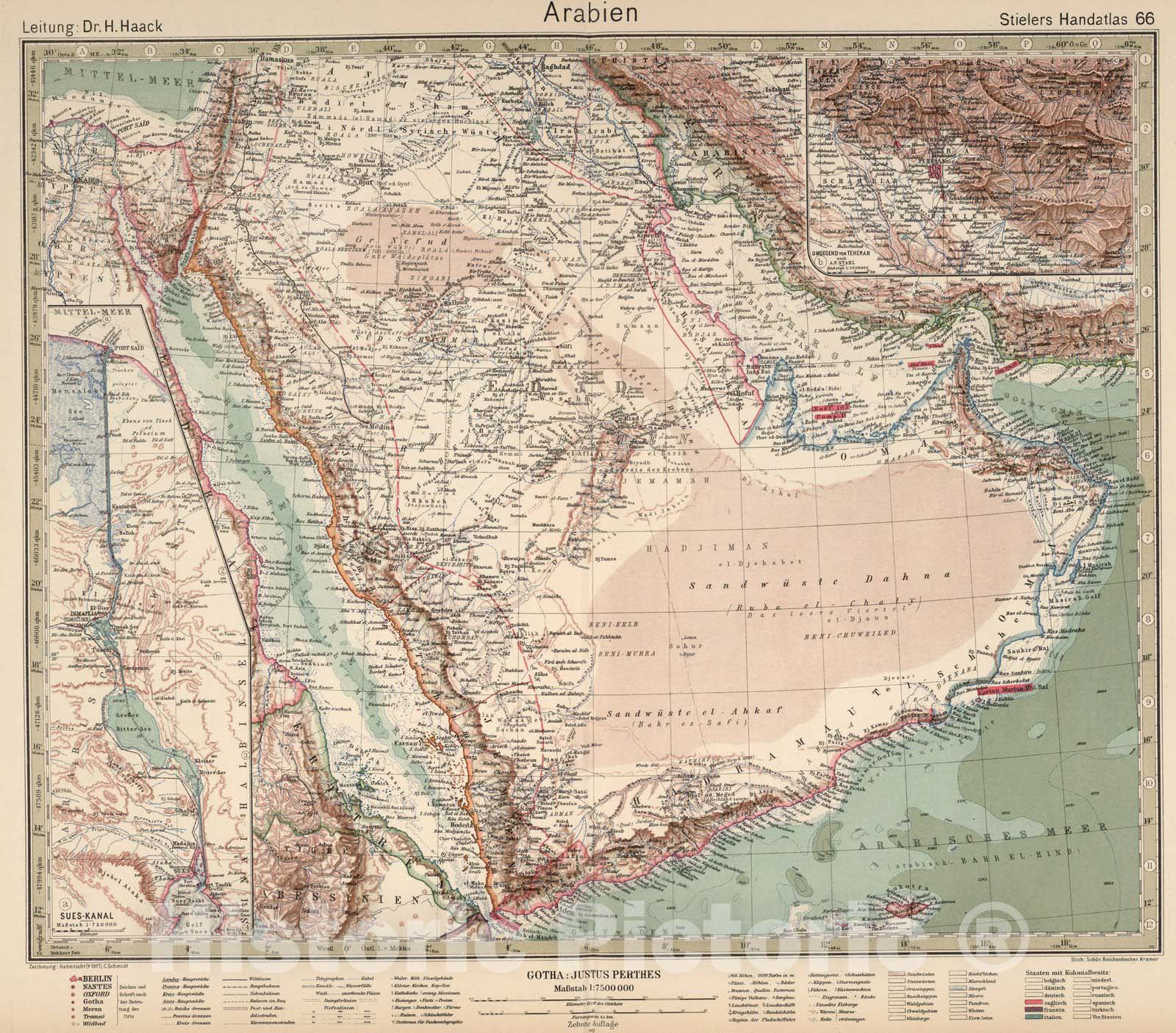Historic Map : Saudi Arabia,66. Arabien. Arabia. 1925 , Vintage Wall Art