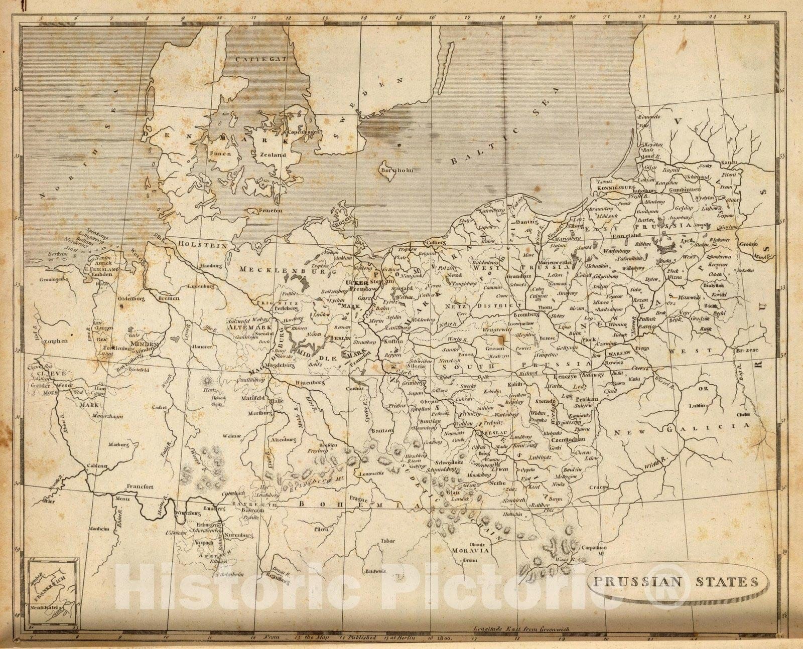 Historic Map : World Atlas Map, Prussian States. 1804 - Vintage Wall Art