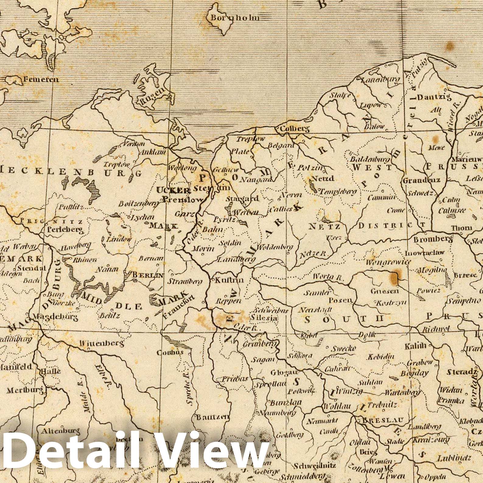 Prussian States - River Map, 1804 - Historical Map Print