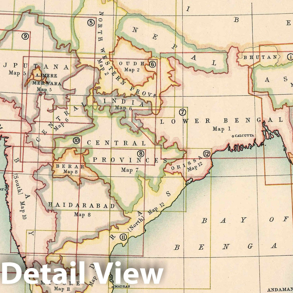 India - Railroad Map, 1894 - Historical Map Print