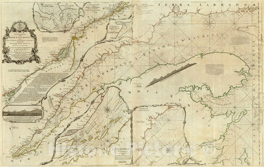 Historic Map : An Exact Chart of the River St. Laurence. 1776 - Vintage Wall Art
