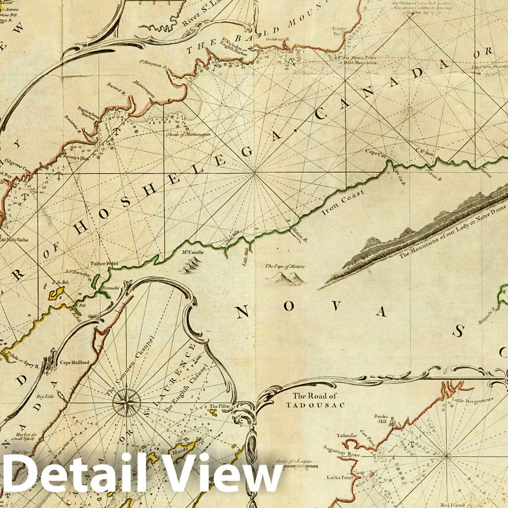 St. Lawrence River, Quebec - Nautical Chart, 1776 - Historical Map Print