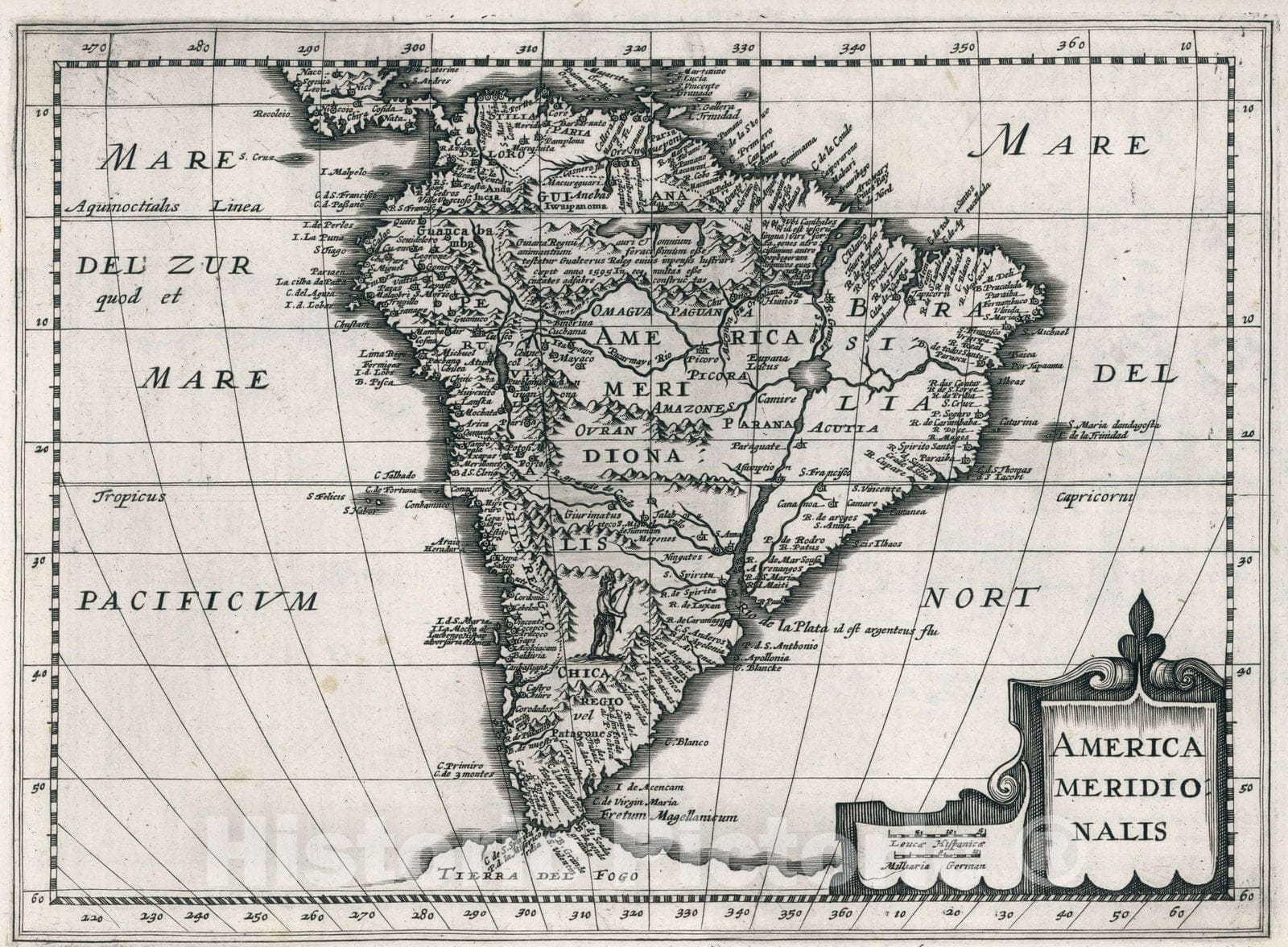 Historic Map : World Atlas Map, America Meridionalis 1636 - Vintage Wall Art