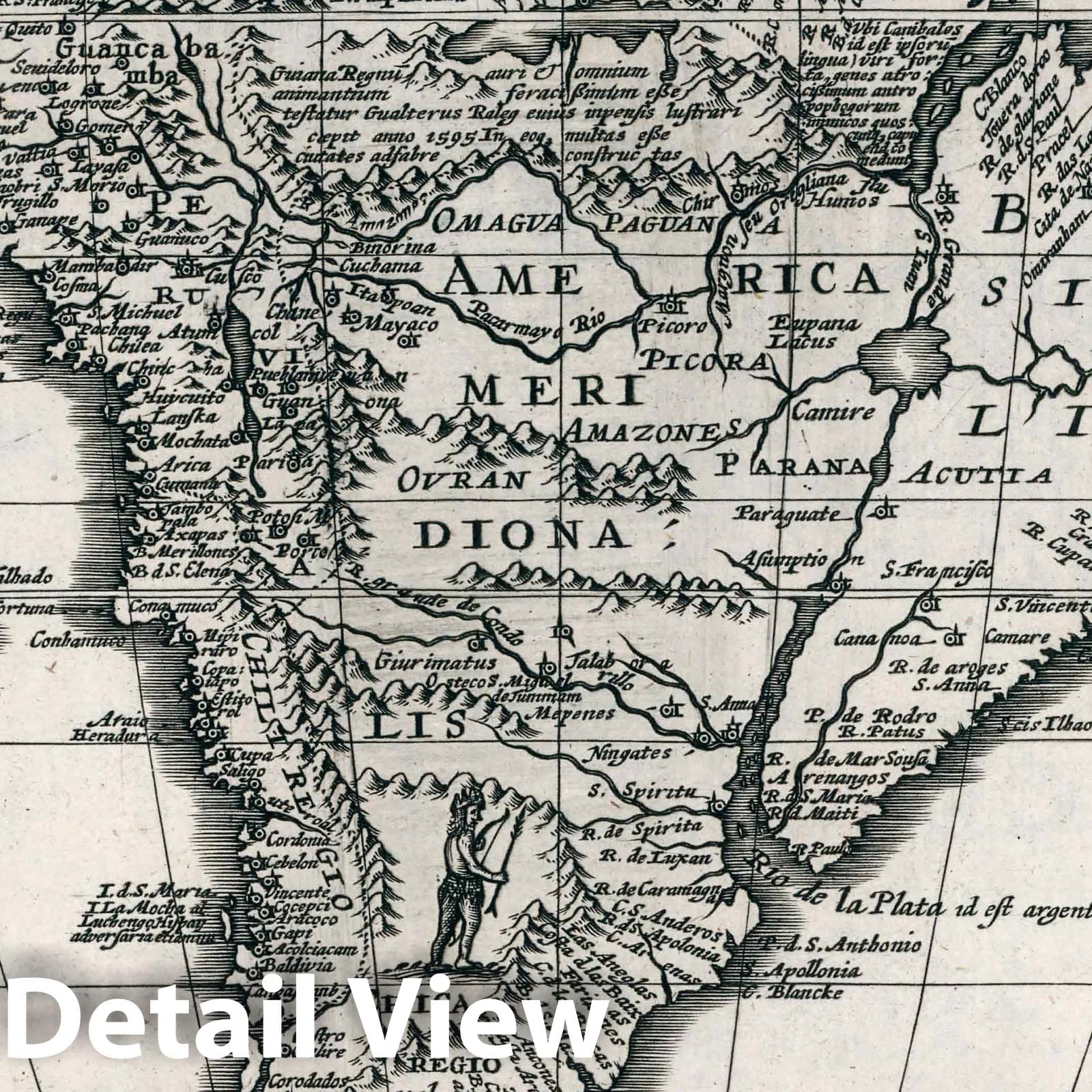 Historic Map : World Atlas Map, America Meridionalis 1636 - Vintage Wall Art