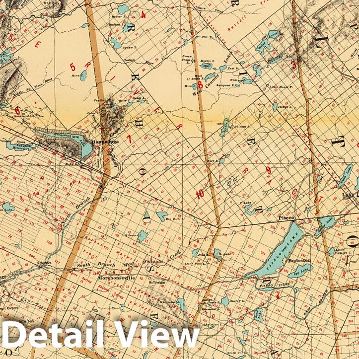 Historic Map : State Atlas Map, Hamilton, Herkimer counties. 1895 - Vintage Wall Art