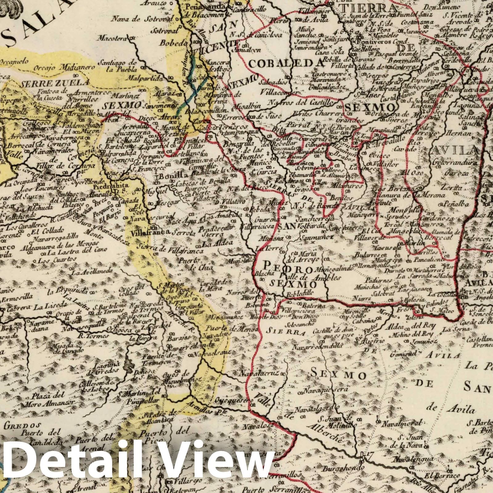 Avila Province - Road Map, 1769 - Historical Map Print