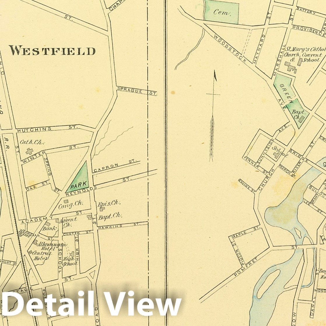 Historic Map : State Atlas Map, Danielsonville, Putnam. 1893 - Vintage Wall Art