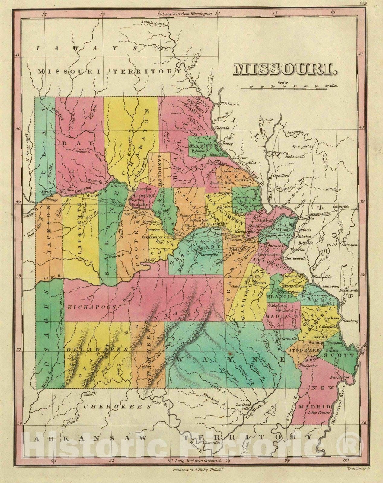 Historic Map : Classical Atlas Map, Missouri. 1831 - Vintage Wall Art