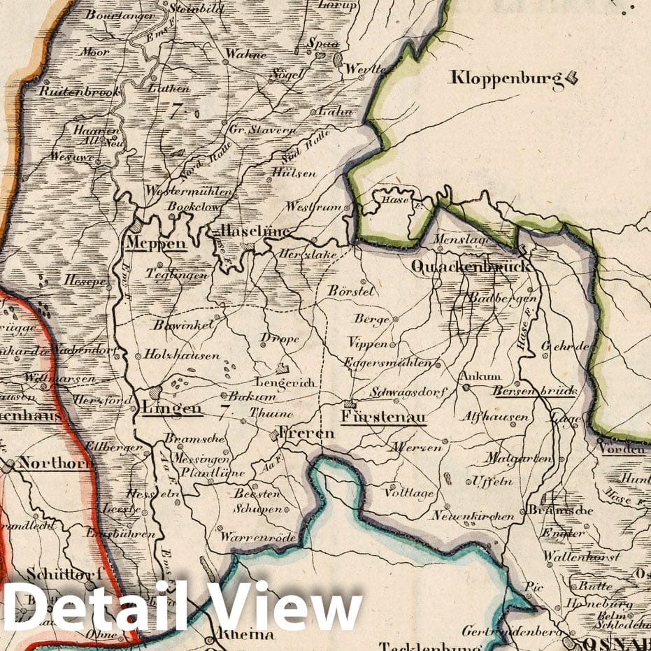 Hannover, Osnabruck, and Bethiem, Germany 1825 Historical Map Print