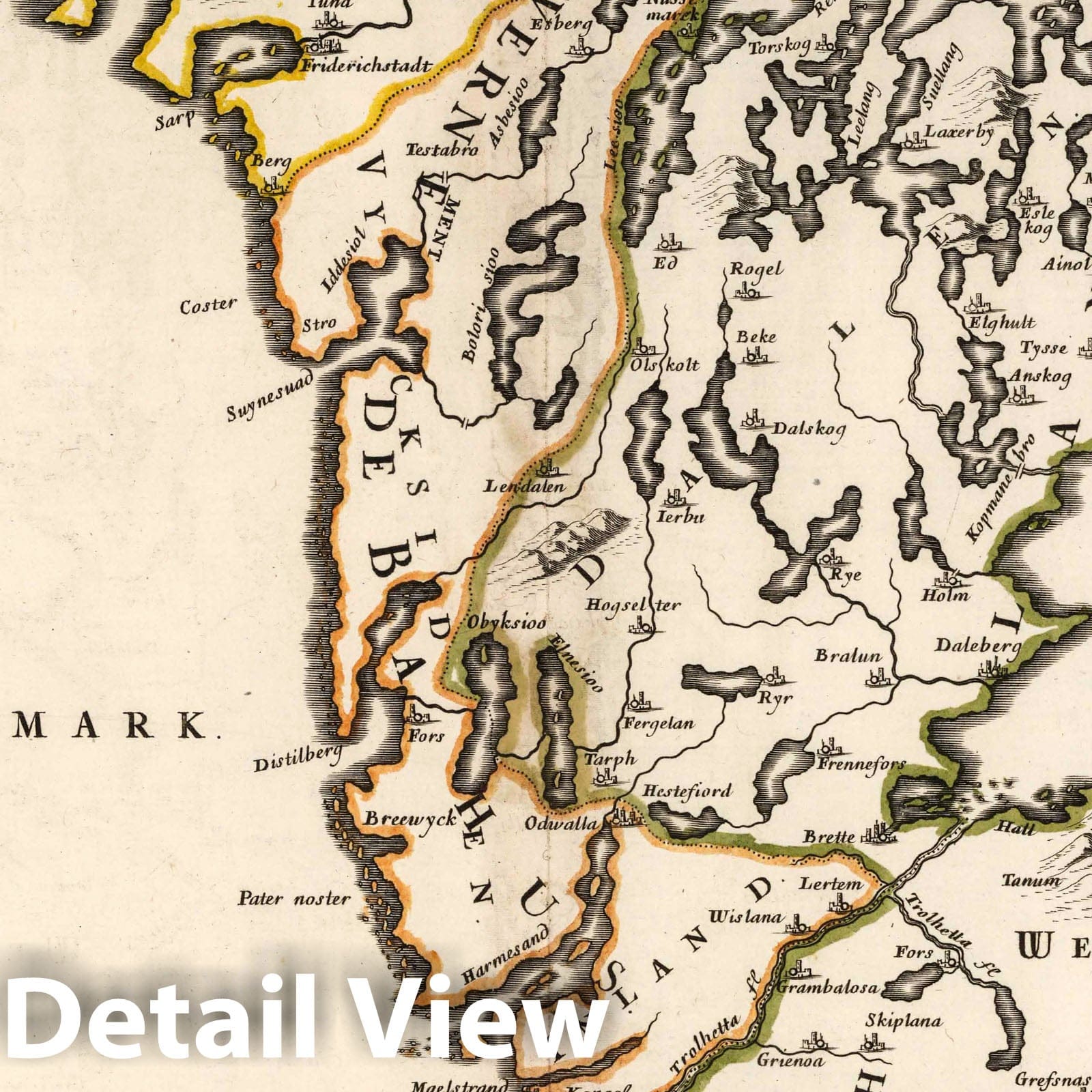 Bahus, 1668 - Historical Map Print from Sanson's French Atlas