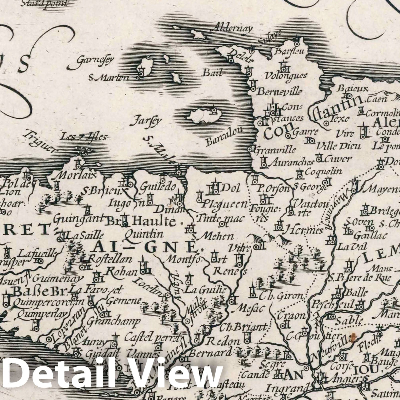 Britain and Normandy with Adjacent Areas - River Map, 1636