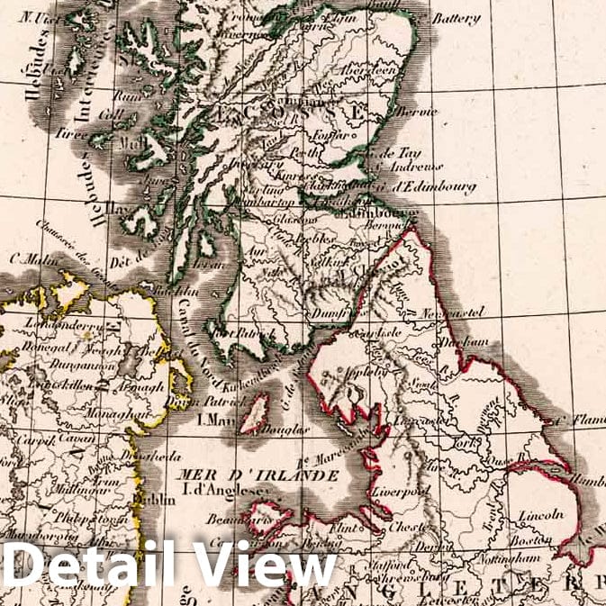 Historic Map : England, British IslesIles Britanniques 1824. 1824 , Vintage Wall Art