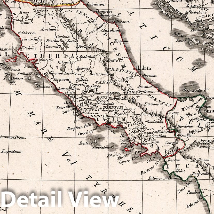 Ancient Italy, 1825 - Historical Map Print