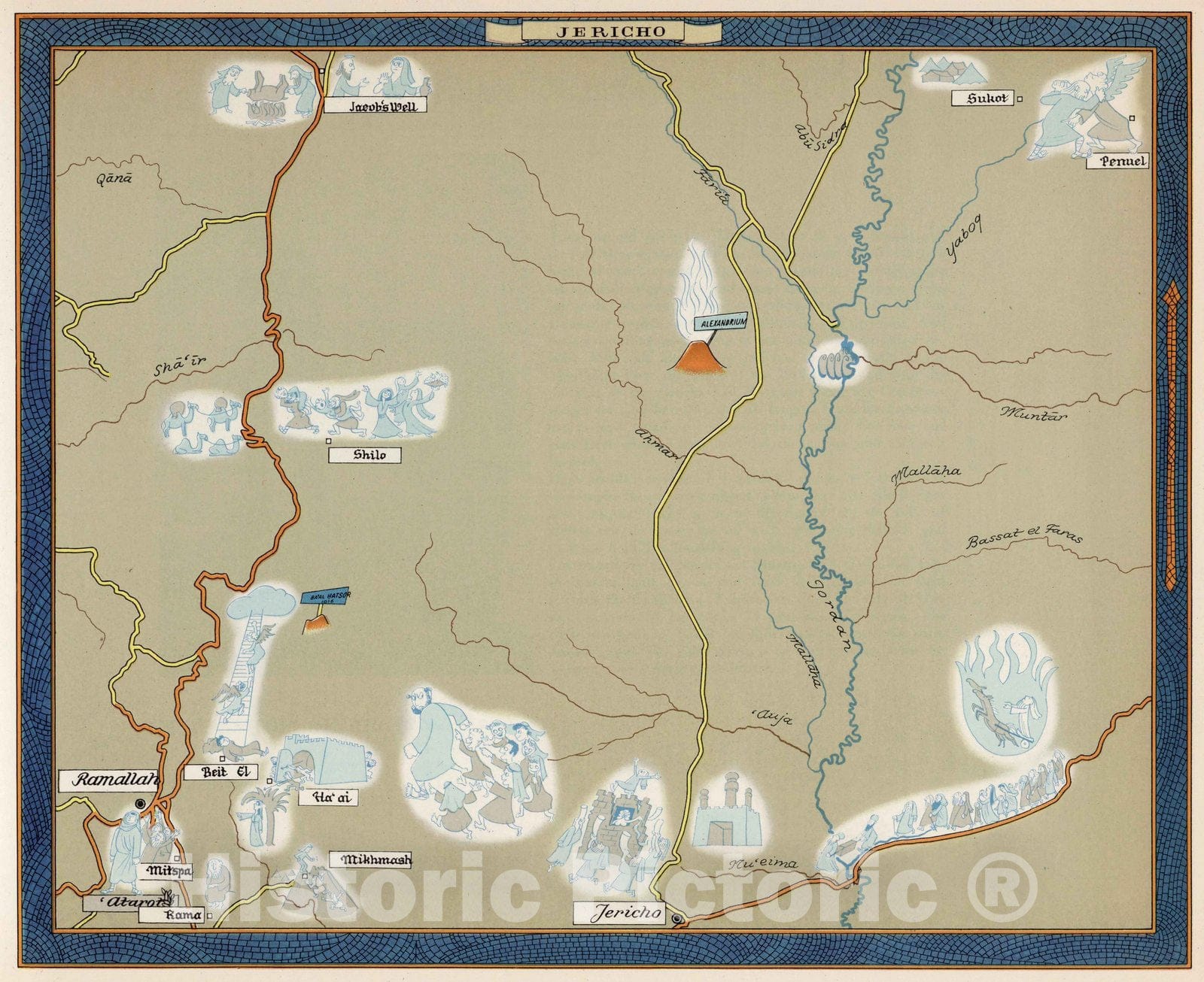Historic Map : Jericho 1957 - Vintage Wall Art