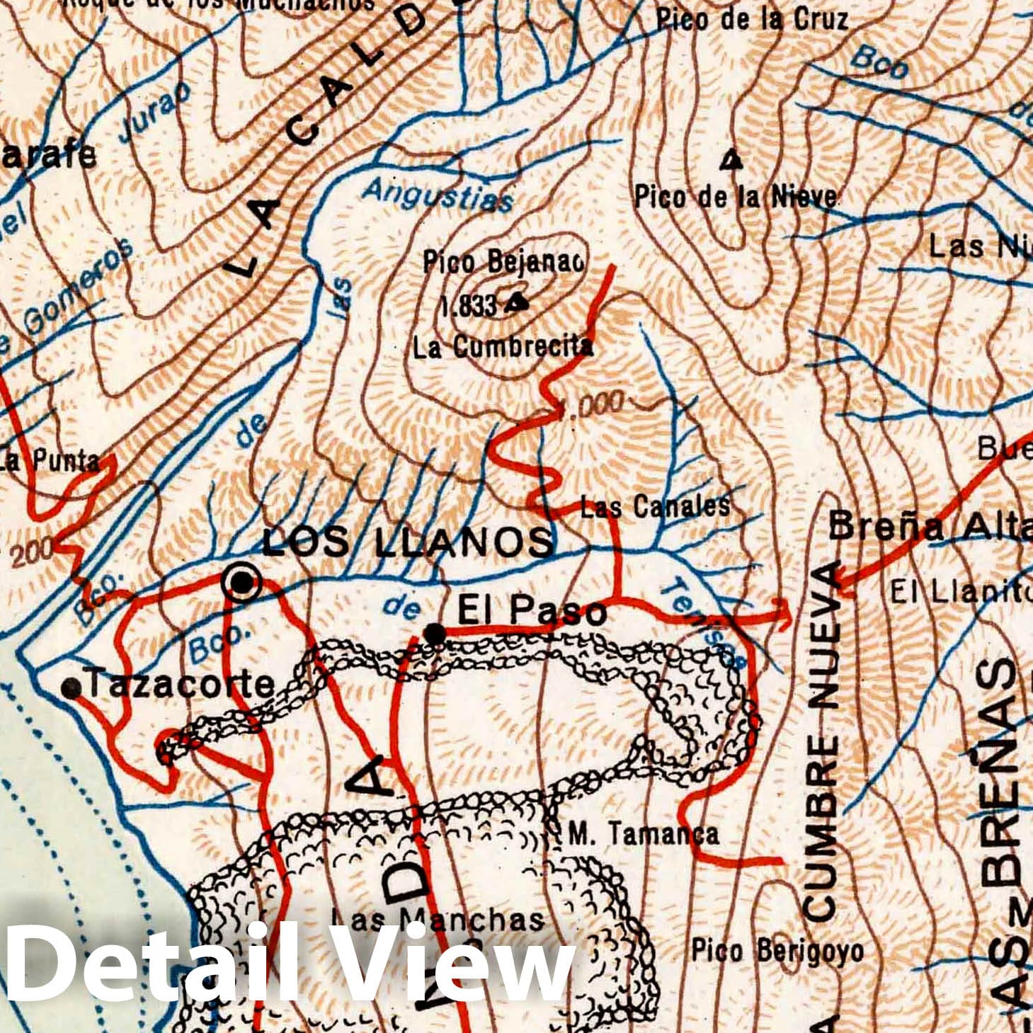 La Palma - Physical Map, 1953 - Historical Topographic Print