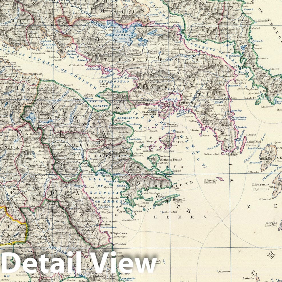 Greece and the Ionian Islands - Boundary Map, 1861 - Historical Map Print