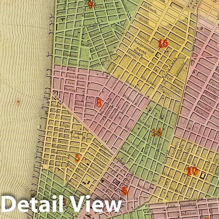 New York, 1838 - Historical Map Print from Bradford's Atlas
