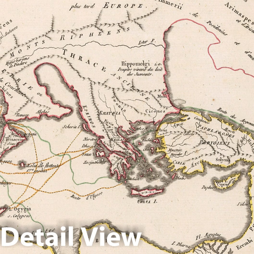 Ancient Greece: Argonauts and Odysseus Voyages, 1812 - Historical Map Print
