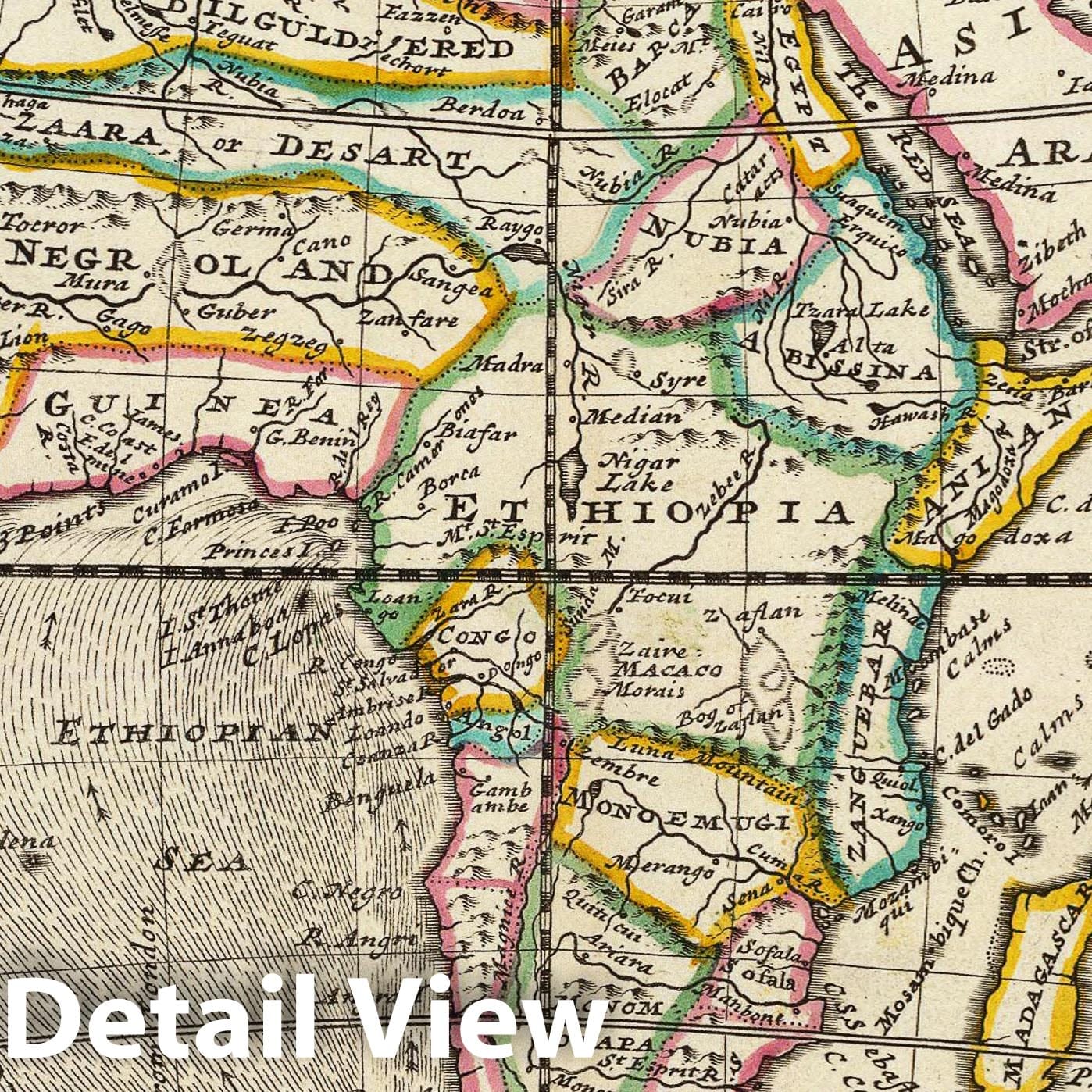 Historic Map - Atlas Map, Africa. 1736, - Vintage Wall Art