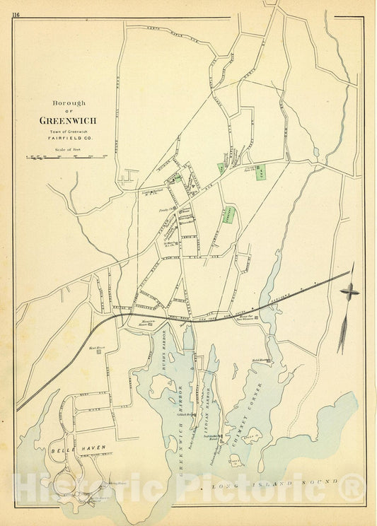 Historic Map : State Atlas Map, Greenwich. 1893 - Vintage Wall Art