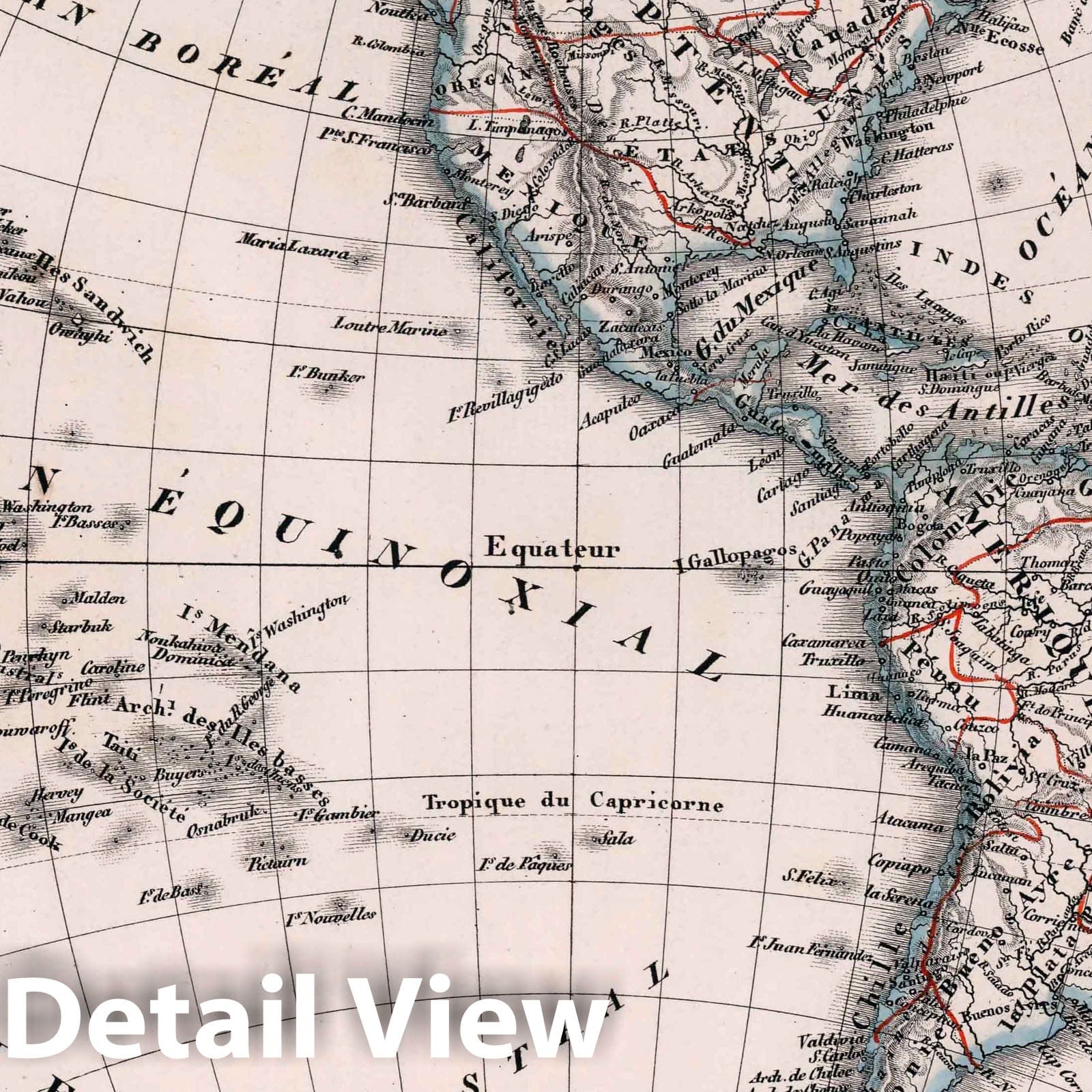 Western Hemisphere, 1834 - Historical Map Print