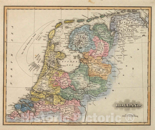 Historic Map : World Atlas Map, Holland. 1823 - Vintage Wall Art