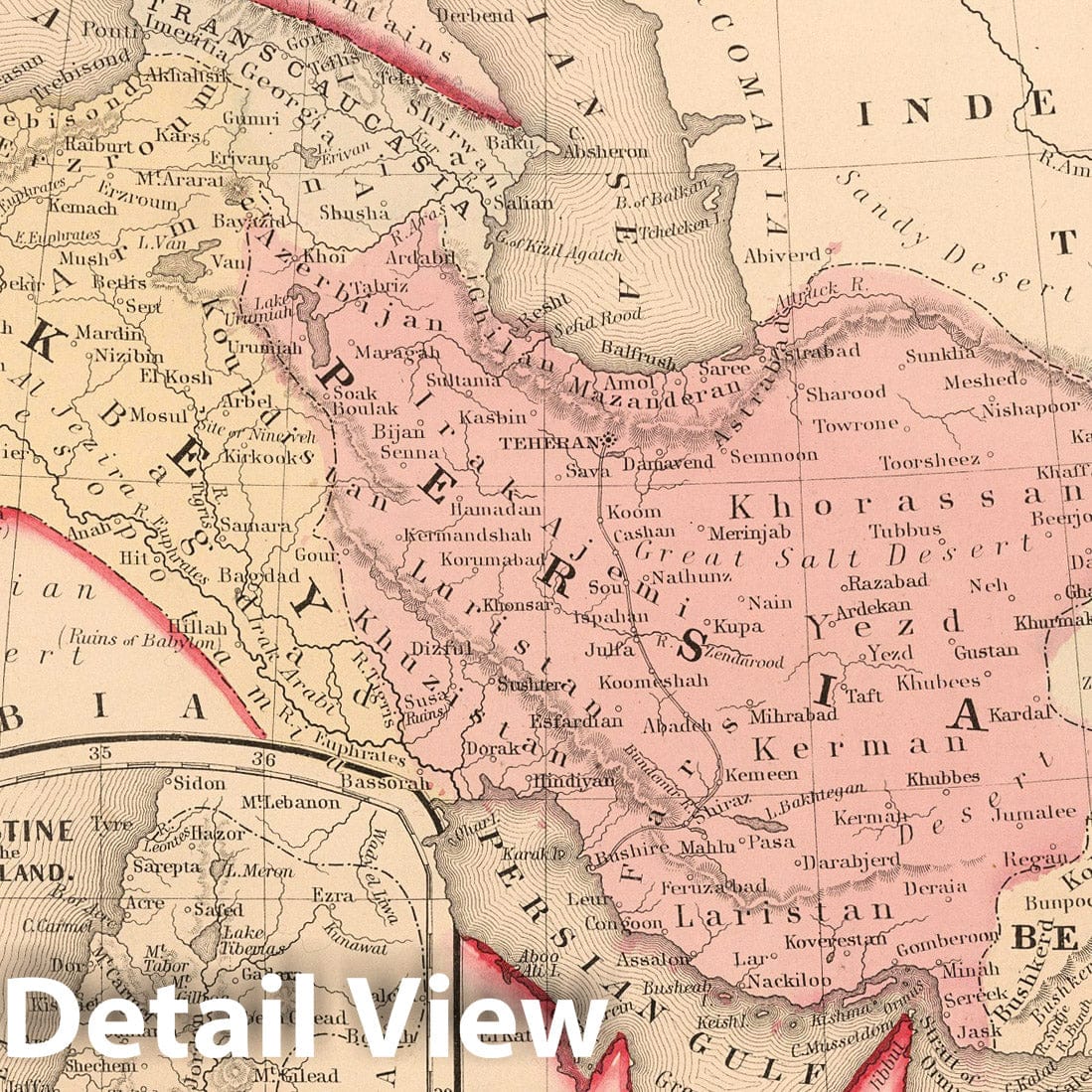 Persia, Turkey in Asia, and Afghanistan, 1868 - Historical Map Print