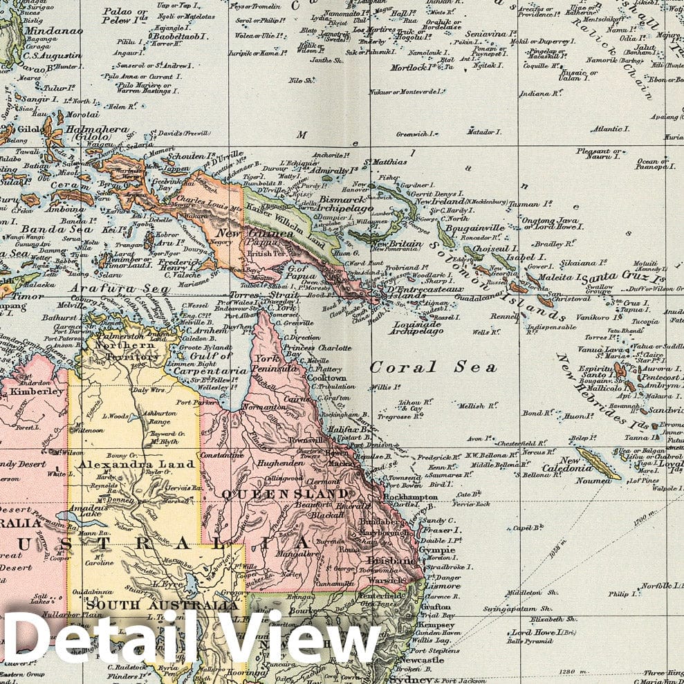 Oceania - Railroad Map, 1892 - Historical Map Print
