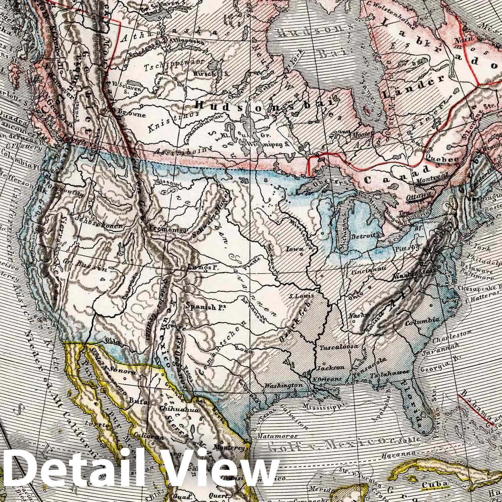 North America and Central America, 1872 - Historical Map Print