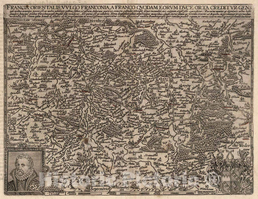 Eastern Franconia, Germany 1600 Historical Map Print
