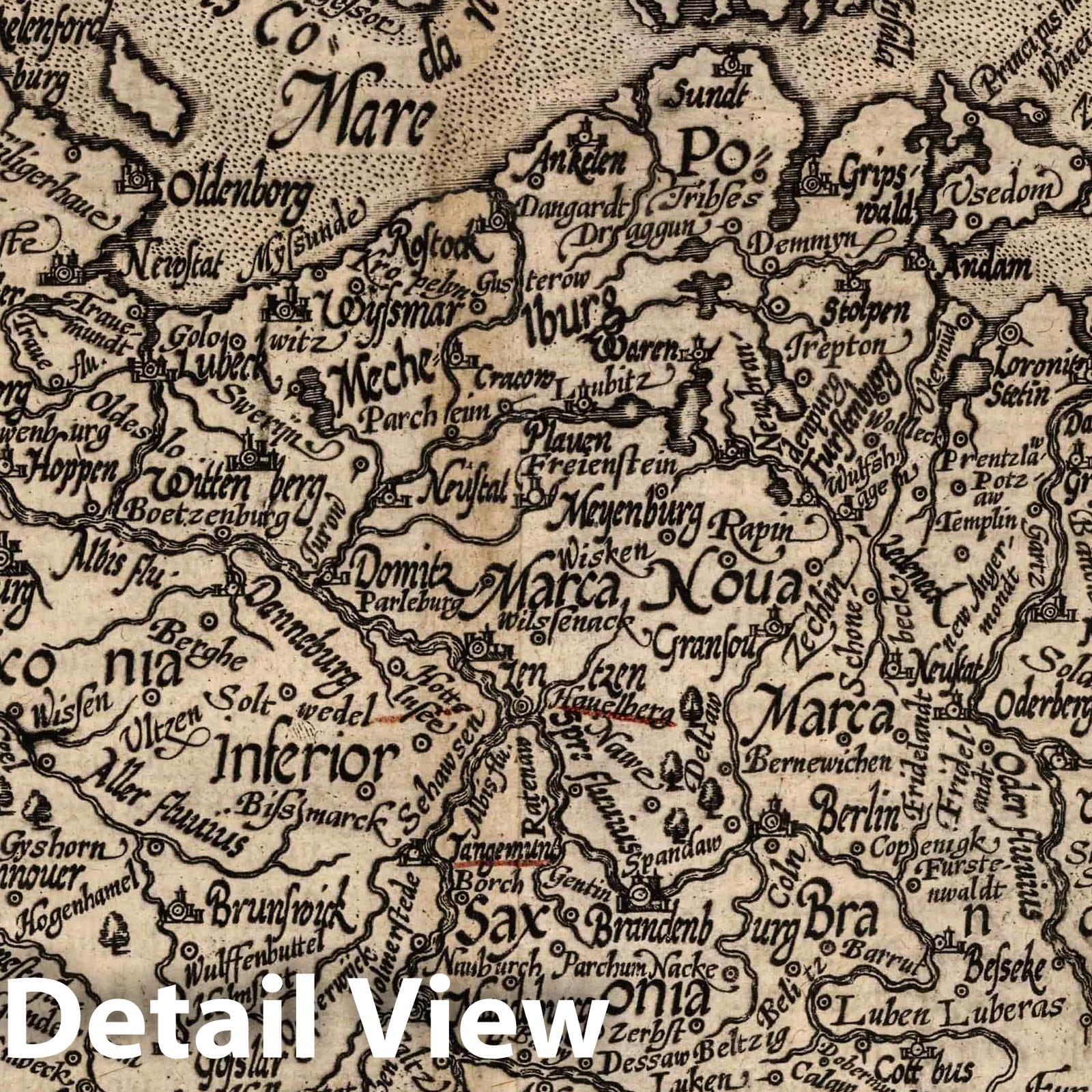 Saxony, Germany 1600 Historical Map Print