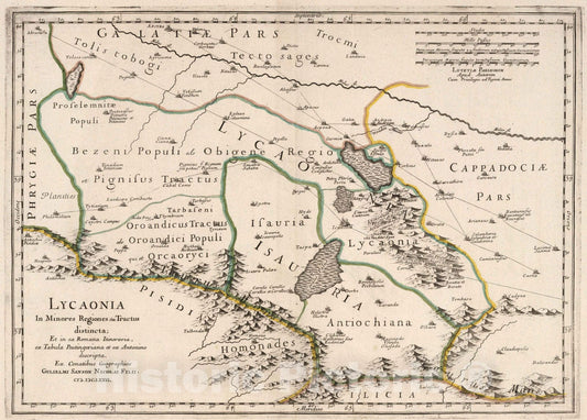 Historic Map : World Atlas Map, Lycaonia, Anatolia, Turkey. 1676 - Vintage Wall Art