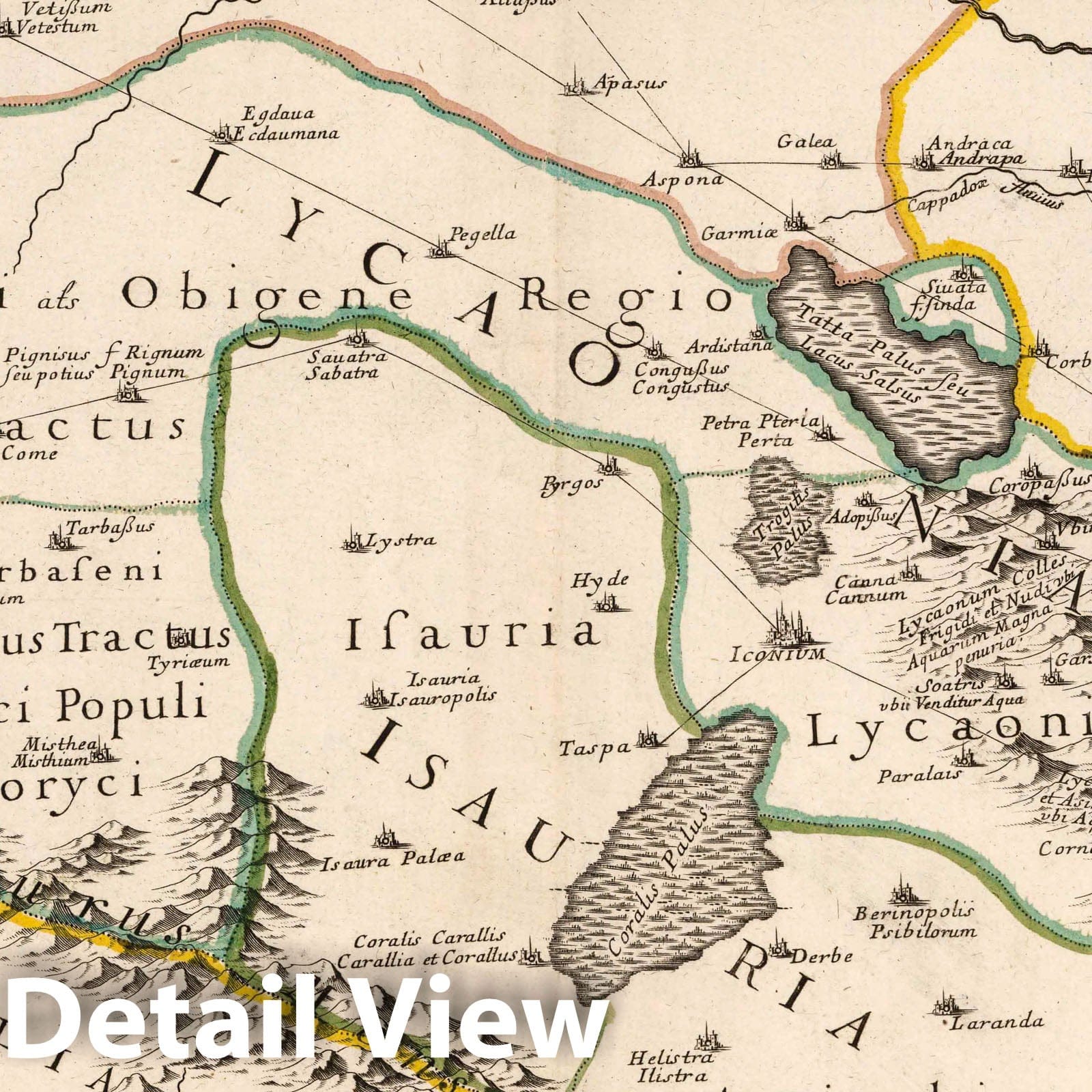 Lycaonia, Anatolia, Turkey 1676 Historical Map Print