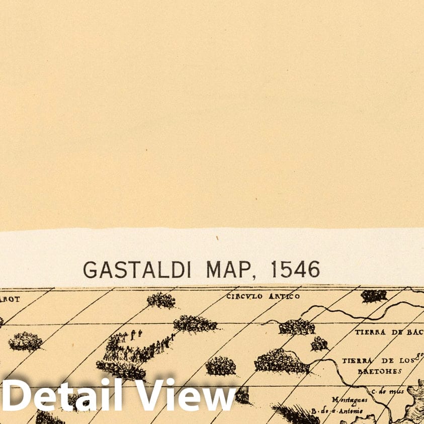 Historic Map : Plate 12. Facsimile Cartography 1492-1867. De Soto Map ca. 1544. Gastaldi Map, 1546, 1546 - Vintage Wall Art