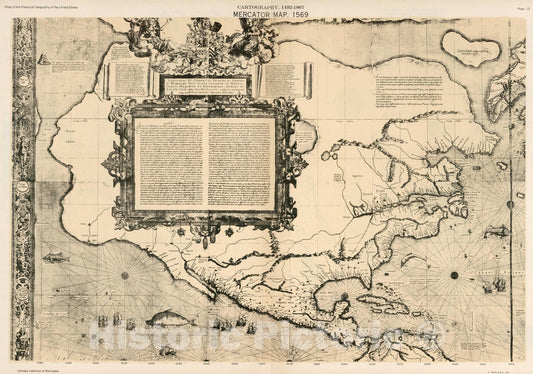 Historic Map : Plate 15. Facsimile Cartography 1492-1867. Mercator Map, 1569, 1569 - Vintage Wall Art