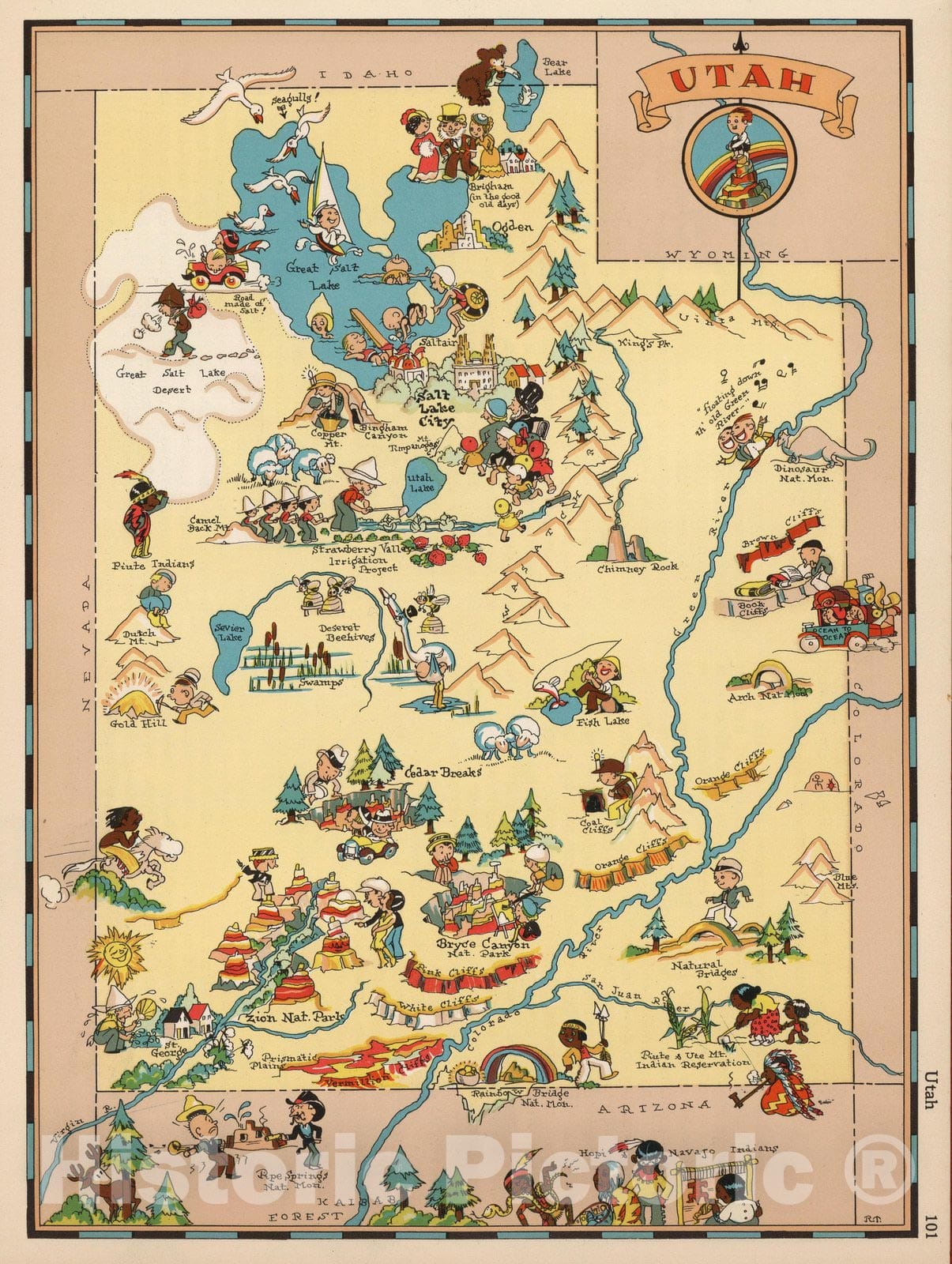 Historic Map : Utah. 1935 - Vintage Wall Art