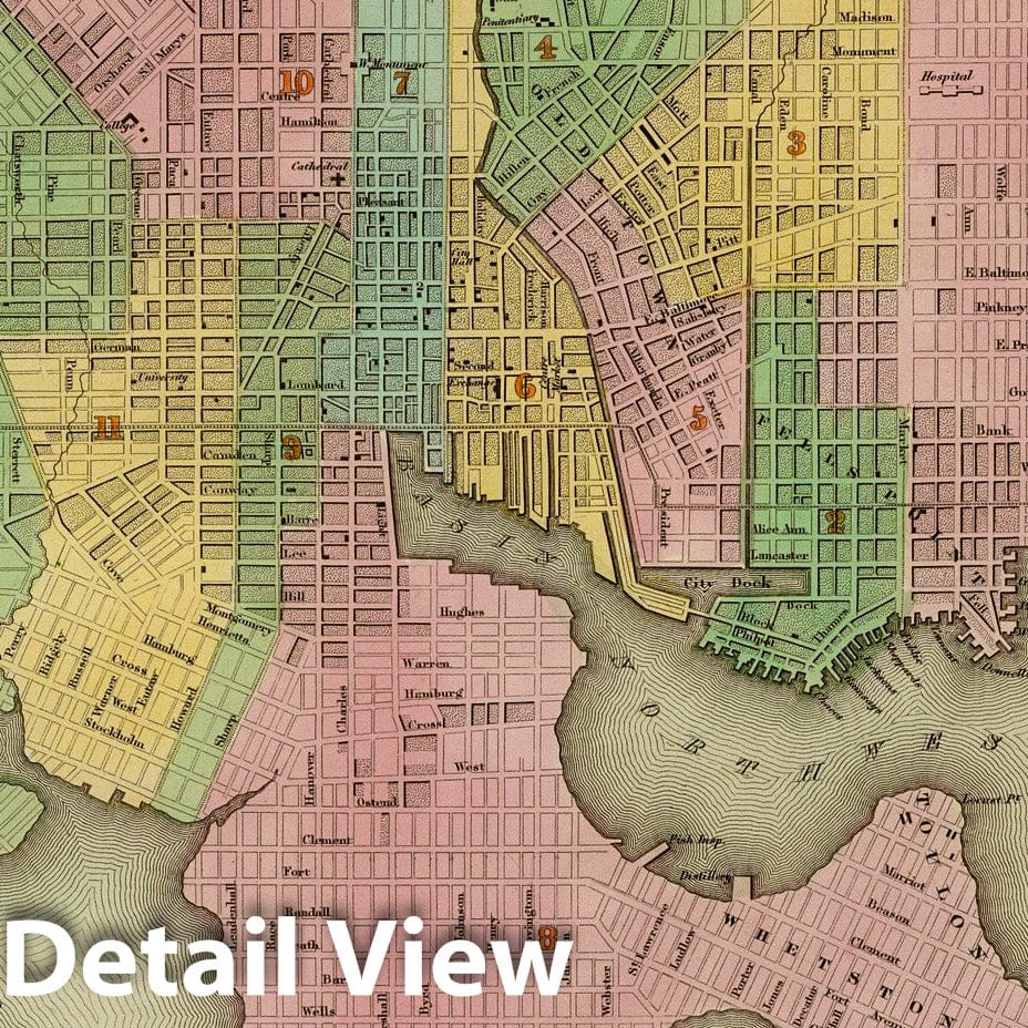 Baltimore, Maryland - Military Map, 1838 - Historical Map Print