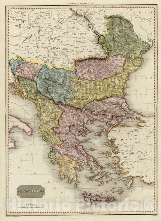 Historic Map : World Atlas Map, Turkey In Europe. 1814 - Vintage Wall Art